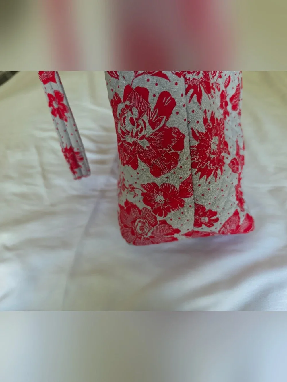 Vera Bradley Ohio State Collegiate Vera Quilted Tote Gray, Red Rain Garden Print - Picture 5 of 5